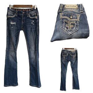 Rock Revival Womens Distressed Contrast Stitch Flap Pockets Ellor Slim Boot 27